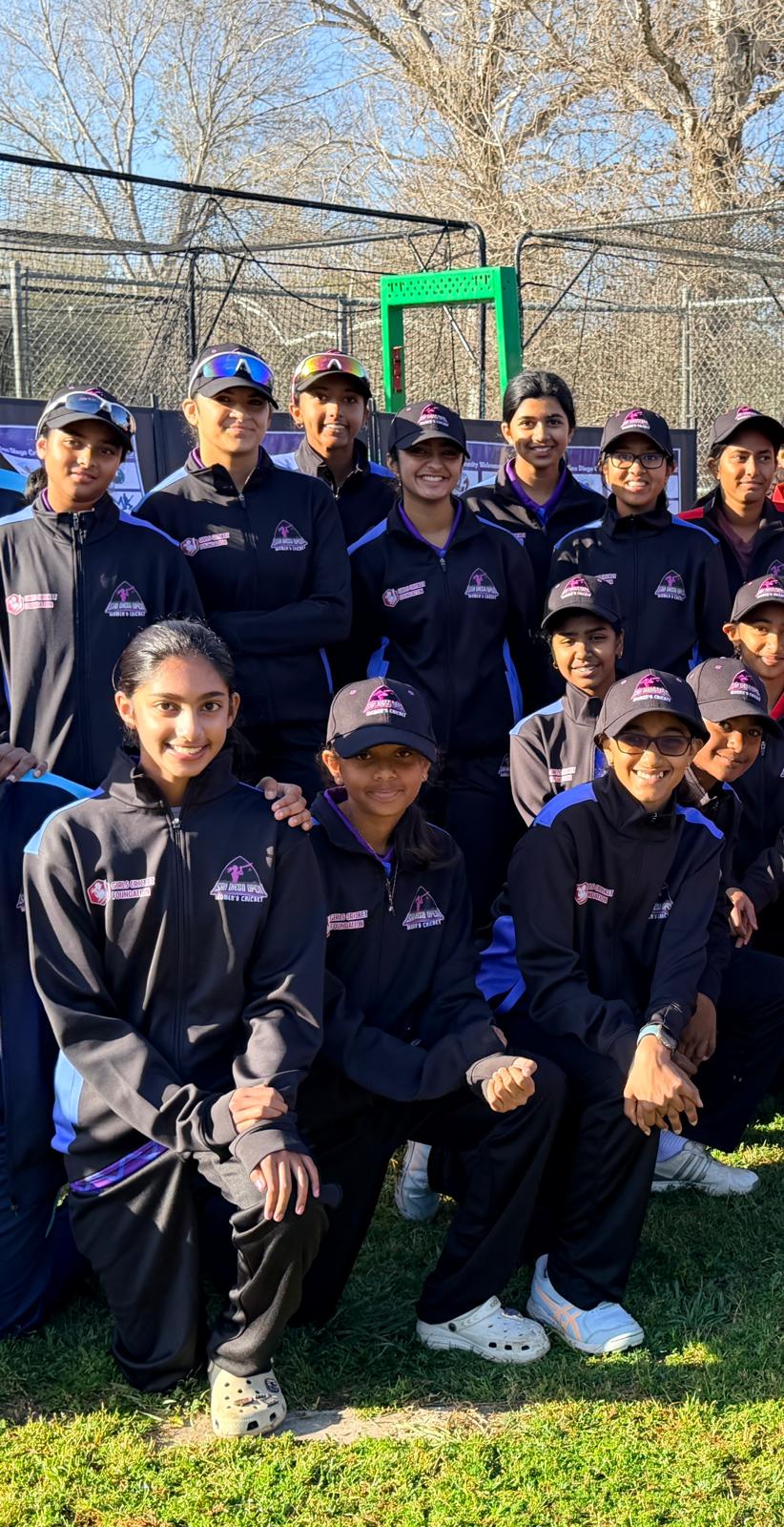 SoCal Arisers - 2026 SD Open team photo on the cricket field